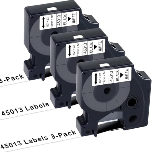 UNOKA 45013 Kompatibel mit Dymo D1 Etikettenband 12mm x 7m Schwarz auf Weiß | für Dymo Labelmanager 160 210D 280 360D 420P, für Dymo D1 A45013 S0720530 Schriftband, Starke Klebstoffe, Wasserfest, 3 Pack