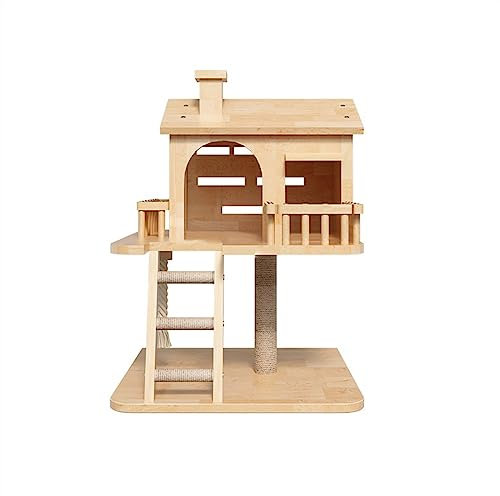 Cat Dog House Wood Cat Climbing Frame Nest Dodge House Wooden Cat Tree One Does Not Take Up Space Grinding Claw Column Jumping Platform Small Apartment Cat Cage (Color : B)