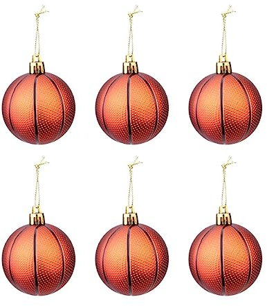 DECHOUS Weihnachtskugeln 6 Stück Bruchsicher Für Weihnachten Basketball Sport Dekorative Kugeln Weihnachtskugeln Zum Aufhängen Weihnachtsbaum Urlaub Party-Dekoration 6 cm