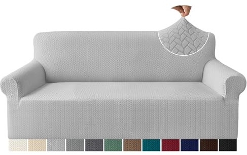 Granbest Prämie Mode Jacquard Sofabezüge 3-Sitzer, Anti-Falten Hohe Dehnung Couchbezüge, rutschfeste Sofaschutz für Wohnzimmer (3-Sitzer,Neutralgrau)