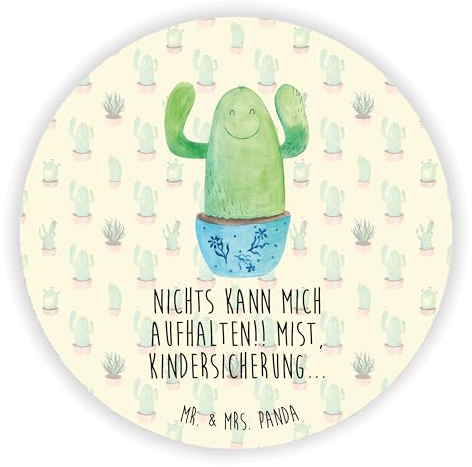 Mr. & Mrs. Panda Rund Magnet Kaktus Happy - Geschenk, Kühlschrankmagnet, Familie, pinnwand, Spruch, Lustig, für kühlschrank, Motivation, pinwand, Mutter, Kakteen, Freundin, Fotos