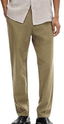 Selected Homme Herren Slh172-slimtape Brody Linen Pant Noos Chinohose, Burnt Olive, L EU