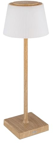 GLOBO Tischleuchte Außen Tischlampe Holzoptik LED Touchdimmer Akku dimmbar Gartenleuchte USB, warmweiß-kaltweiß, DxH 13x38 cm