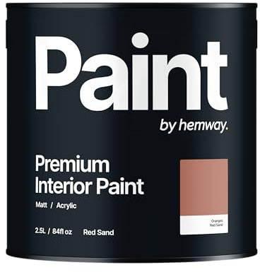 Hemway - Premium Interior Paint - Red Sand 2.5 L | Indoor Matt Finish, Acrylic & Water-Based Emulsion | Quick Dry & High Coverage for the Kitchen, Bathroom & Bedroom