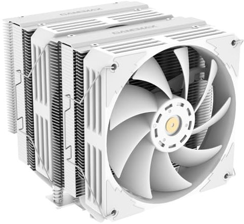 GameMax Twin600 Dual-Tower CPU Cooler 250W TDP 6 x 6mm Copper Heatpipes & Aluminium Heat Sink CPU Air Cooler, 120mm FDB PWM Fan For Intel & AMD Sockets | White