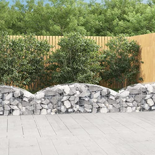 ARKEM Gabione mit Hochbogen 200x50x40/60 cm Verzinktes Eisen GabionenköRbe Gabionen