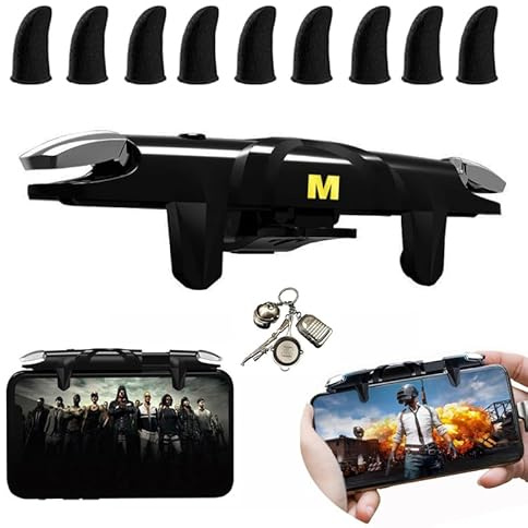 Mikirini 11 in 1 Mobile Gaming Controller Compatible w/PUBG/Call of Duty | for iPhones & Android Phones, pubg mobile phone triggers, l1r1, pubg game controller, high sensitive, no delay
