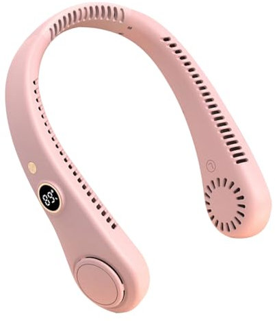 4000mAh Portable Neck Fans Rechargeable, 5 Speed Hanging Bladeless Fan, Soft Neckband, 360° Airflow Cooling, Mini Fan for Outdoor Travel Office Sport (Upgrade Pink)