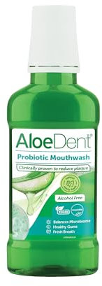 AloeDent Probiotic Mouthwash Fluoride Free - Natural Mouth Wash with Aloe Vera & Xylitol for Mouth Microbiome and Gum Health, Alcohol Free, No SLS, Vegan, 250ml
