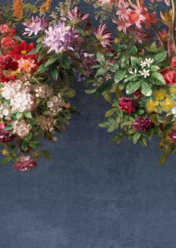 Rasch Tapete 361001 - Fototapete auf Vlies mit Blumen und Blättern in Blau, Rot, Grün und Creme aus der Kollektion Magicwalls - 3,00 m x 2,12 m (LxB)