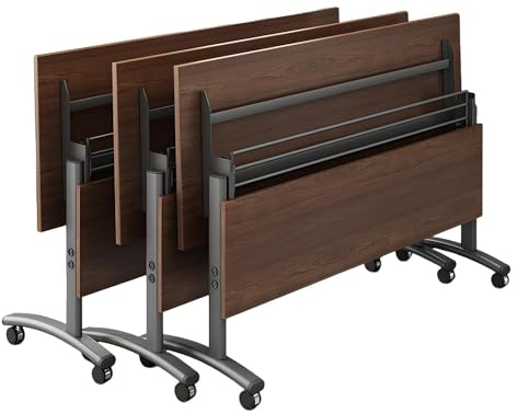 WXFKLDJ Konferenztisch 3Er-Pack, Faltbarer Besprechungstisch, Umklappbare Platte, Mobiler Schulungstisch Mit Sichtschutz Und Feststellbaren Rollen Für Schulungs Klassenzimmer,160x60x75cm