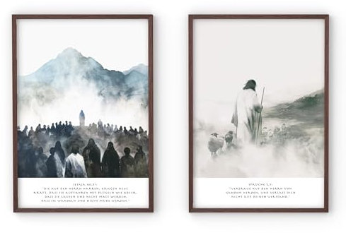 MJ-GRAPHICS® - Jesus Bild Wohnzimmer, Schlafzimmer, Christliche Bilder Flur Jesus Christus Bilder 2x A4 Art Kunstdruck katholisches Kunstwerk spirituelle Raum Wanddekoration Deko Christ ohne Rahmen