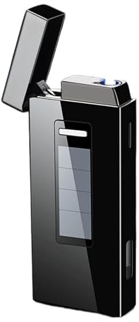 Zxwjddm Metall-Multifunktionsfeuerzeug mit Solarladefunktion, Butangasfeuerzeug, Gas- und Strom-Universal-Zwei-in-Eins-Feuerzeug, tragbares Feuerzeug, Männergeschenk(Black)