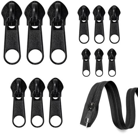 Slider Cerniera Nero, 12 Cursore Cerniera Ricambio Cursori Cerniere Lampo Linguette Metallo Riparazione Zip Zipper Puller per Sostituzione Giacche Cappotti Valigie Altri Tipi Cerniere Lampo