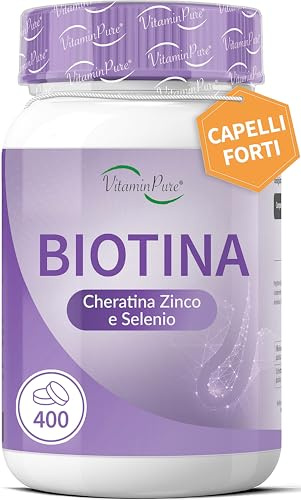 VitaminPure - Haarergänzungsmittel mit Biotin, Keratin und Zink, 400 Mikrotabletten mit hochdosiertem Vitamin B7 - Biotin für Haare für Frauen und Männer