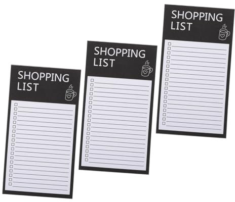 COHEALI 3 Magnetic Notepad Magnets Refrigerator Note Pads The Notebook Notepads Grocery List Notebook Magnetic Shopping List Pad for Fridge Notepad Black ,