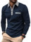 Halfword Mens Polo Shirts Long Sleeve Casual Golf T Shirt Turn Down Collar Shirts Navy