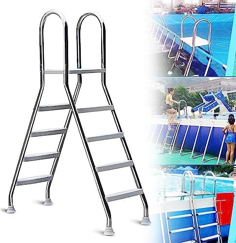 ZJFJMBD Above Ground Pool Steps with Handrails - 52 Inch High Swimming Pool Ladder for Travel Trailers, Stage, Backyard Pool, Home - 4 Step Ladder