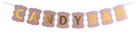 Wimpelkette 2,5m,CANDY BAR Banner,Hängende Wimpelbanner mit 8 Stück Flaggen,Candybar Girlande,Banner für Indoor Outdoor Aktivität,Geburtstag,Hochzeit,Party,Festival Dekoration,Fotorequisite,Rosa