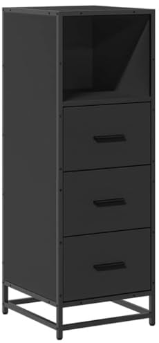 vidaXL bathroom cabinet - black engineered wood storage cupboard - industrial metal frame - 35x37.5x100 cm - modern style for organized bathrooms