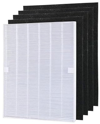 4 pezzi di parti del purificatore d'aria, prefiltri al carbone e 1 pezzo di filtro HEPA principale, compatibile con Winix, 115115 5300 5500 6300