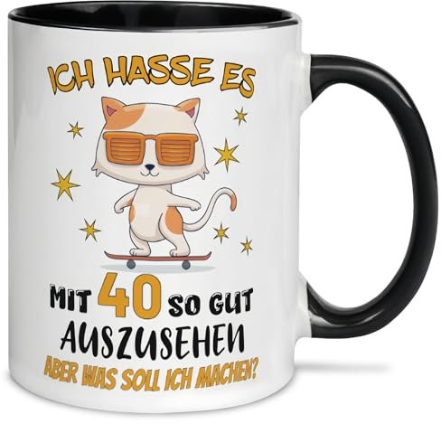 Geschenke zum 40. Geburtstag Tasse für Frauen,Geburtstagsgeschenk für frauen mama freundin 40,Tasse Personalisiert mit Spruch Ich Hasse es mit 40 so Gut Auszusehen, Aber was Soll Ich Machen?