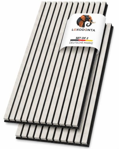 Loxodonta Akustikpaneele Holz 2er Set 275 x 28 cm 1,54 m² Betongrau