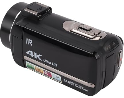 Lazmin112 4K-Videokamera, 64-Megapixel-Uhd-Camcorder, 18-Facher Digitalzoom, 3-Zoll-Touchscreen, Mit Mikrofon, Stabilisator, Fernbedienung, 32-Gb-Karte, Für Interviews, Live-Streams