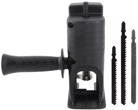 Elektrischer Bohrer-zu-Säge-Adapter, Kettensägen-Umrüstkopf, enge Verbindung, starkes Gehäuse mit 3 Sägen zum Holzschneiden, PVC-Rohrschneiden, Baumschneiden, Schwarz, 14,5 x 9 x