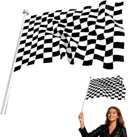 Bandiera Motorsport a scacchi bianca e nera, 1 articolo Bandiera a Scacchi, Bandiera a Scacchi Bianca e Nera 90x150cm, Bandiera auto da corsa, Festa di compleanno, Bandiera traguardo