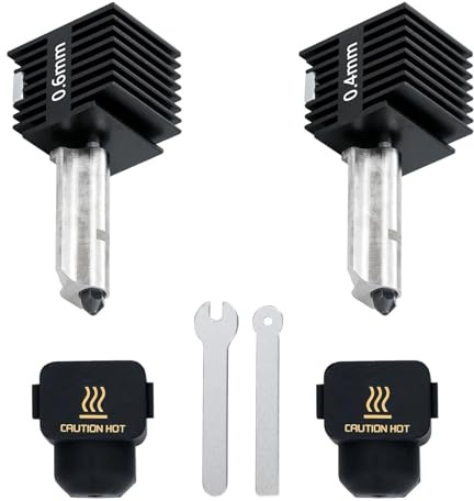 2 Stück 0,4mm+0,6mm Upgraded Hotend Kit für Bambu Lab A1/A1 Mini 3D Drucker | Hotend Kit für Bambu Lab A1/A1 Mini, Hot End Baugruppe 0,4/0,6mm Düse aus Gehärtetem Stahl, Hotend mit Silikonsocke