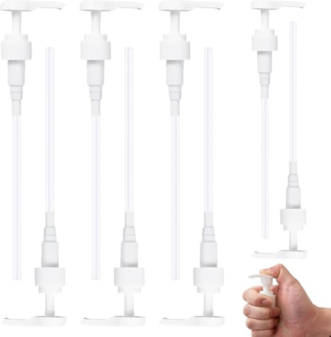 Pompe Doseuse pour Sirop – 8 Pompes Blanches pour Bouteilles de 500ml/1000ml, 28/410 et 24/410, Distributeur pour Shampooing et Après-Shampooing (0,5L/1L)