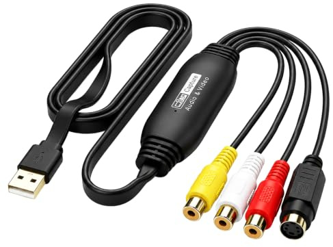 Velozym VHS to Digital Converter USB 2.0, Audio Video Grabber RCA S-Video | Zum Digitalisieren von VHS, VCR, Hi8, Mini DV und DVD auf PC; mit RCA, S-Video und USB 2.0 Anschluss, Windows Mac OS