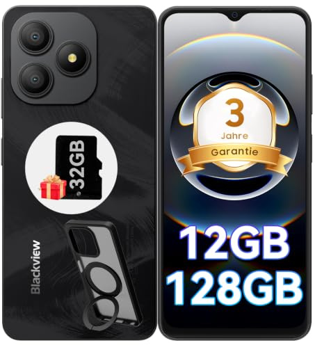 Blackview Wave 9C Telephone Portable Android Smartphones, 12Go+128Go/2To, 5000mAh, 6.56 Smartphon Pas Cher 4G Dual SIM, Téléphone avec Coque 360° Rotatif WiFi 5G/GPS/IP54/3 Card Slots/3 Ans Garantie