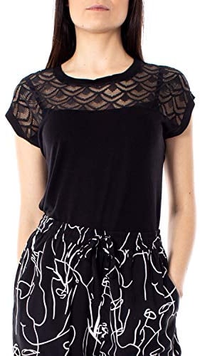 ONLY Damen Regular Fit T-Shirt onlNICOLE S/S Mix TOP NOOS 15151008, Einfarbig, Gr. 38 (Herstellergröße: M), Schwarz (Black)