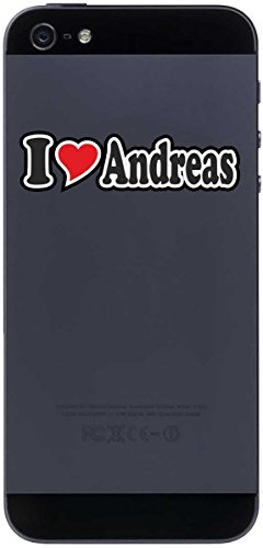 Indigos UG Telefon Aufkleber I Love Andreas 50 mm - Telefonaufkleber - Handyaufkleber - Handyskin - Sticker fürs Handy - Smartphone RückseiteSticker mit Namen von Mann Frau Kind