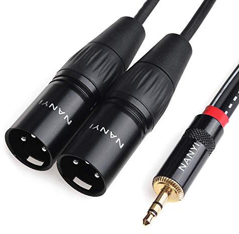 NANYI XLR Microphone Splitter Audio Cables 3.5mm to 2XLR Male TRS Stereo Y Splitter Adapter Cable 10FT
