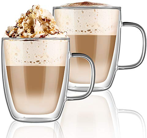 hirmit Tazza 350ml Doppio in Vetro per tè/caffè (Vetro-1)