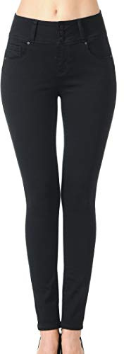Little Vintage Girls Wax Women's Jeans Butt I Love You Push-Up 3 Button High-Rise Super Comfy 29 Inseam Skinny Jegging Fabric Black