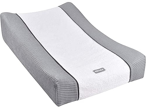 BÉABA, Bezug für Wickelunterlage Sofalange, 100 % Bio-Baumwolle, Frottee, Maschinenwaschbar, Made in France, Oeko-Tex-zertifiziertes Gewebe, Grau