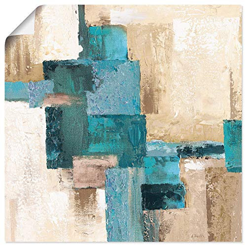 ARTLAND Wanddeko Poster & Kunstdrucke Wandposter 50x50 cm Quadratisch Modern Abstrakte Bilder Muster Abstrakt Türkis S7HX