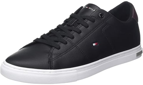 Tommy Hilfiger Herren Vulcanized Sneaker Essential Leather Detail Vulc Schuhe, Schwarz (Black), 42 EU