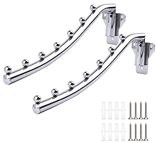 2 Stück Kleiderhaken Wand Klappbar Edelstahl, Kleiderlüfter Klappbar Edelstahl, 180° Drehbarer Kleiderbügel Wandmontage Kleiderständer Kleiderstange Kleiderbügelhalter für Waschküche Badezimmer Balkon