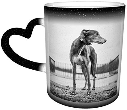 Oaieltj Lustige wärmewechselnde Tassen, Windhund-Druck, personalisierbar, wärmeempfindlich, Farbwechsel-Tasse, Milch, Tee, magische Kaffeetassen