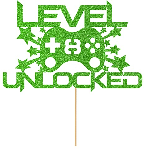 Personalised Gamer Controller Glitter Cake Topper- Green Any Custom Age & Name Glitter Cake Decoration and Sprinkles - Happy Birthday Decorations - Personalised Toppers for Cakes by Cakeshop