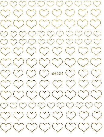 1 PC Self-Adhesive Nail Art Decoration Simple Gold Nail Sticker 3D Summer Diy Slider Love Heart Design(gold)