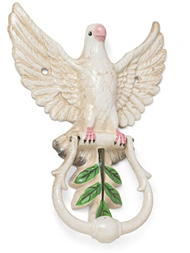 Moritz Türklopfer Taube weiß Antik Stil Gusseiesen Rustikal Türklingel Door Knocker Barock Türglocke Haustür Türdekoration Türgong