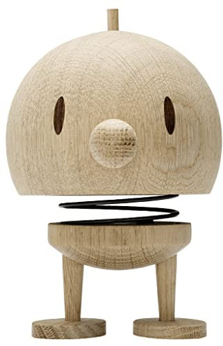 Hoptimist Bumble, Holzdeko, Wackelfigur & Glücksbringer aus Holz, Deko Skandinavisch, Deko Wohnzimmer, Büro & Schreibtisch, Tolle Kleine Geschenke, 10 x 10 x 15 cm, Large, Raw Oak