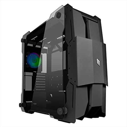 Noua Ego Nero Full Tower Gehäuse für PC Gaming E-ATX, ATX, m-ATX, Mini-ITX, 1,2 mm SPCC Front Metal USB3.0 - PWM ARGB Lüfter Adressierbar, Seitenwände aus gehärtetem Glas