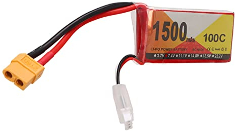 Riuulity Batterie Lipo RC, Batterie Lipo 7.4V 1500mAh 100C 2S avec Accessoire de Prise XT60 pour Quadricoptère de Voiture de Course RC
